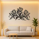 Tulip Trio Flow Metal Wall Art | Botanical Metal Wall Decor