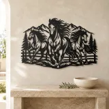Three Horse Herd Metal Wall Art | Equestrian Wall Decor - lifestyle view 3