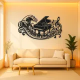 Piano Wave Keys Metal Wall Art | Music Room Wall Decor