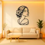 Calm Side Glance Metal Wall Art | Minimalist Woman Line Art