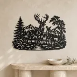 Deer Forest Profile Metal Wall Art | Wildlife Silhouette Decor - lifestyle view 3
