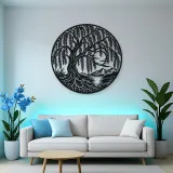 Willow Tree Moon Metal Wall Art | Botanical Metal Wall Decor