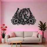 Horse Shoe Floral Metal Wall Art | Equestrian Wall Decor