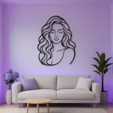 Wavy Hair Beauty Metal Wall Art | Minimalist Woman Line Art