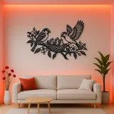 Sparrow Family Metal Wall Art | Wildlife Silhouette Decor