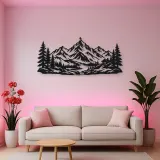Pine Framed Summit Metal Wall Art | Nature Silhouette Decor