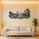 Coastal Village Line Metal Wall Art | Coastal and Nautical Wall Decor