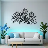 Tulip Trio Flow Metal Wall Art | Botanical Metal Wall Decor