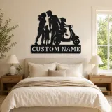 Personalized Scooter Family of Four Metal Wall Art - lifestyle view 2
