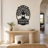 Personalized Oak Tree Metal Wall Art with Heart - lifestyle view 3