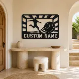 Personalized Soccer Player Metal Wall Art with Stadium - lifestyle view 3