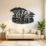 Rhino Savanna Metal Wall Art | Wildlife Silhouette Decor