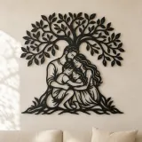Abrazo del Árbol Familiar Cartel de Metal | Decoración Silueta Familiar