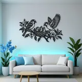 Sparrow Family Metal Wall Art | Wildlife Silhouette Decor