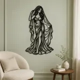 Veiled Muse Metal Wall Art | Minimalist Woman Line Art - lifestyle view 2