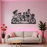 Family Bicycle Ride Metal Wall Art | Family Silhouette Decor