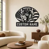 Décoration murale en métal personnalisée avec running back numéro 22 et drapeau américain