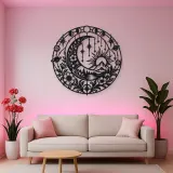 Starry Crescent Garden Metal Wall Art | Botanical Metal Wall Decor