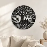 Arte mural de metal Tree with Family | Decoración de silueta familiar