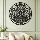 Meditation Hands Lotus Metal Wall Art | Movement Silhouette Decor - lifestyle view 2