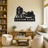 Personalized Sport Bike Family of Three Metal Wall Art - lifestyle view 4