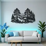 Hammock between Pines Metal Wall Art | Cozy Home Metal Decor