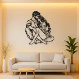 Seated Cuddle Metal Wall Art | Romantic Couple Decor