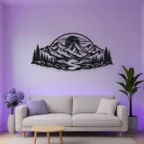 Mountain Sunset Arc Metal Wall Art | Nature Silhouette Decor
