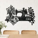 Sewing Machine Floral Metal Wall Art | Botanical Metal Wall Decor - lifestyle view 4