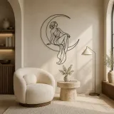 Crescent Moon Woman Metal Wall Art | Celestial Woman Wall Decor - lifestyle view 5