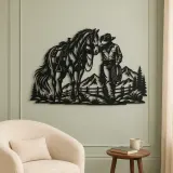 Cowboy and Horse Metal Wall Art | Equestrian Wall Decor - lifestyle view 2