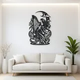 Harp Moon Curve Metal Wall Art | Music Room Wall Decor