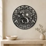 Yin-Yang Waves Metal Wall Art | Spiritual Boho Metal Decor - lifestyle view 3