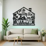 Minimal House Family Metal Wall Art | Family Silhouette Decor