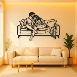 Cozy Sofa Couple Metal Wall Art | Romantic Couple Decor