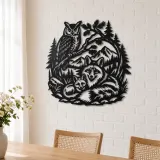 Owl and Fox Forest Metal Wall Art | Wildlife Silhouette Decor - lifestyle view 4