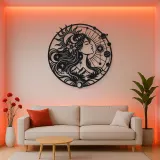 Celestial Woman Profile Metal Wall Art | Minimalist Woman Line Art