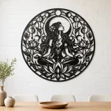 Lotus Moon Woman Metal Wall Art | Minimalist Woman Line Art - lifestyle view 4
