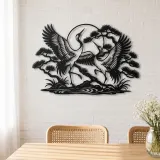 Crane Dance Metal Wall Art | Wildlife Silhouette Decor - lifestyle view 4