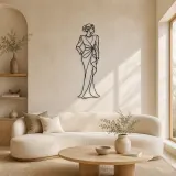 Cartel de metal de modelo con escote de perlas | Decoración mural de figura de moda