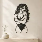 Self Embrace Torso Metal Wall Art | Minimalist Woman Line Art - lifestyle view 3