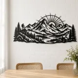 Mountain Sunrise Arc Metal Wall Art | Nature Silhouette Decor - lifestyle view 4