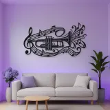 Trumpet Sound Ribbon Metal Wall Art | Music Room Wall Decor