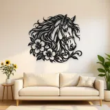Horse Head Floral Metal Wall Art | Equestrian Wall Decor