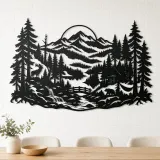Misty Woodland Layers Metal Wall Art | Nature Silhouette Decor - lifestyle view 4