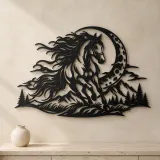 Horse and Moon Arc Metal Wall Art | Equestrian Wall Decor - lifestyle view 3