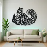 Fox Floral Tail Metal Wall Art | Wildlife Silhouette Decor