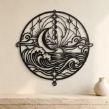 Moon and Ocean Metal Wall Art | Coastal and Nautical Wall Decor - lifestyle view 3