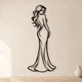 Midnight Gown Muse Metal Wall Art | Minimalist Woman Line Art - lifestyle view 3