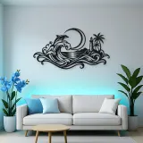 Crescent Moon Tide Metal Wall Art | Coastal and Nautical Wall Decor